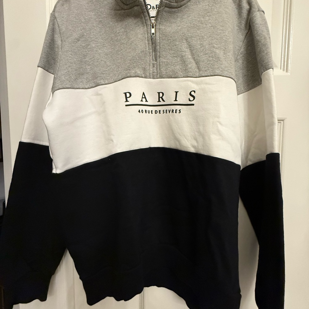 Paris Men's Color Block Zip-Up Sweater